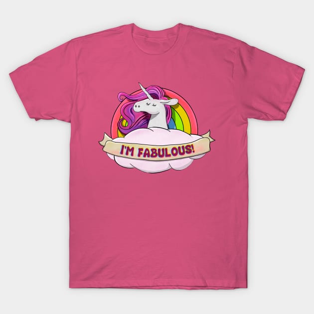 Fabulous Unicorn Rainbow T-Shirt by SamuelC23